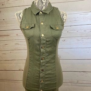 GUESS Linen Button Up Shirt Dress